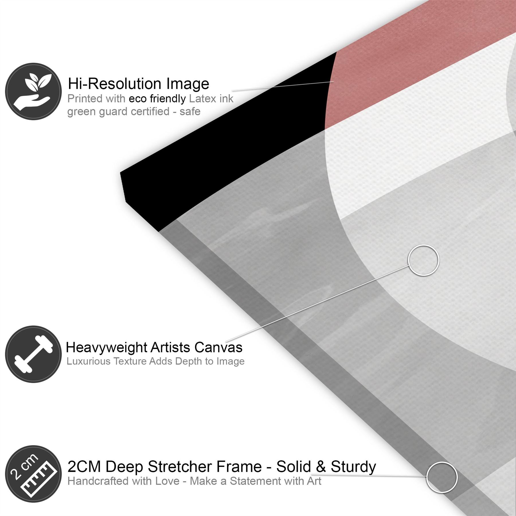 Abstract Pink Grey Watercolour Canvas Wall Art Print - Picture 13 of 55