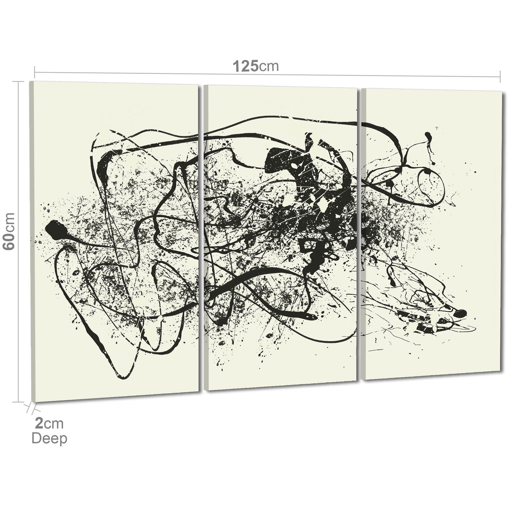 Abstract Black Cream Pollock Inspired Style Framed Art Prints - Picture 40 of 55