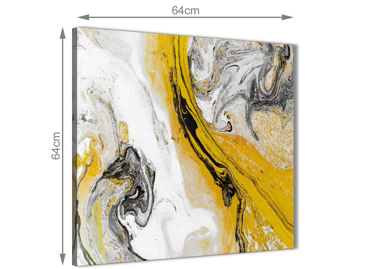 Mustard Yellow and Grey Swirl Bedroom Canvas Wall Art - Abstract Print - Picture 27 of 32