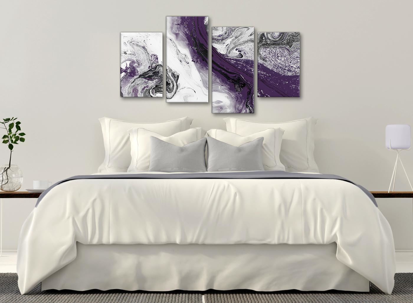 Purple and Grey Swirl Living Room Canvas Wall Art Accessories - Abstract Print - Picture 7 of 25
