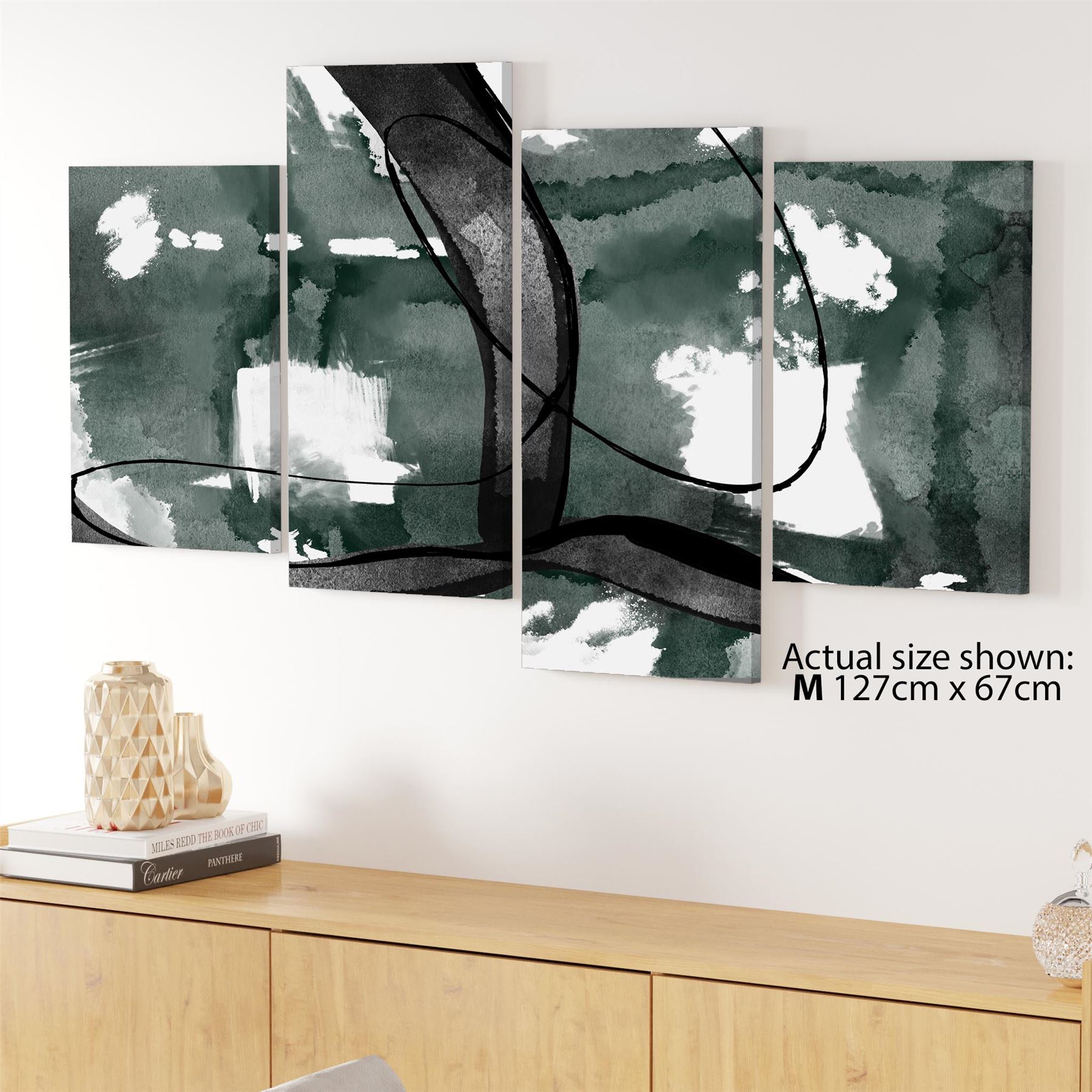 Abstract Green Black Design Canvas Wall Art Picture - Picture 45 of 55