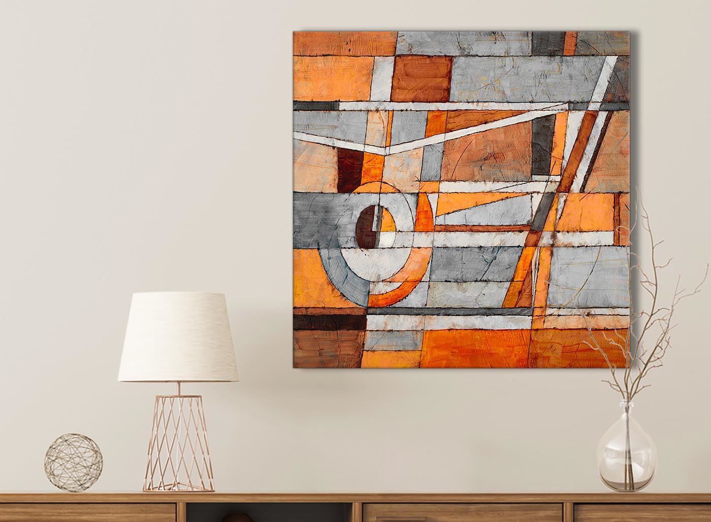 49cm Abstract 1s390s Burnt Orange Grey Painting Kitchen Canvas Accessories