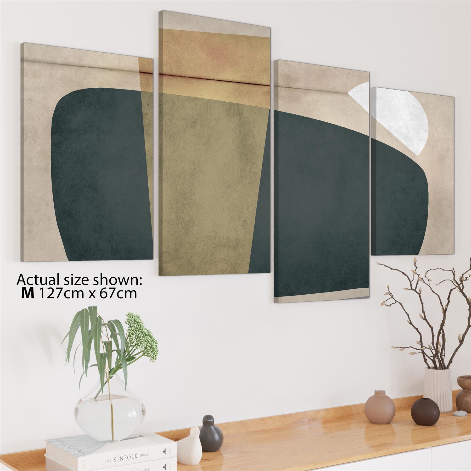 Abstract Beige Green Watercolour Canvas Art Prints - Picture 44 of 55
