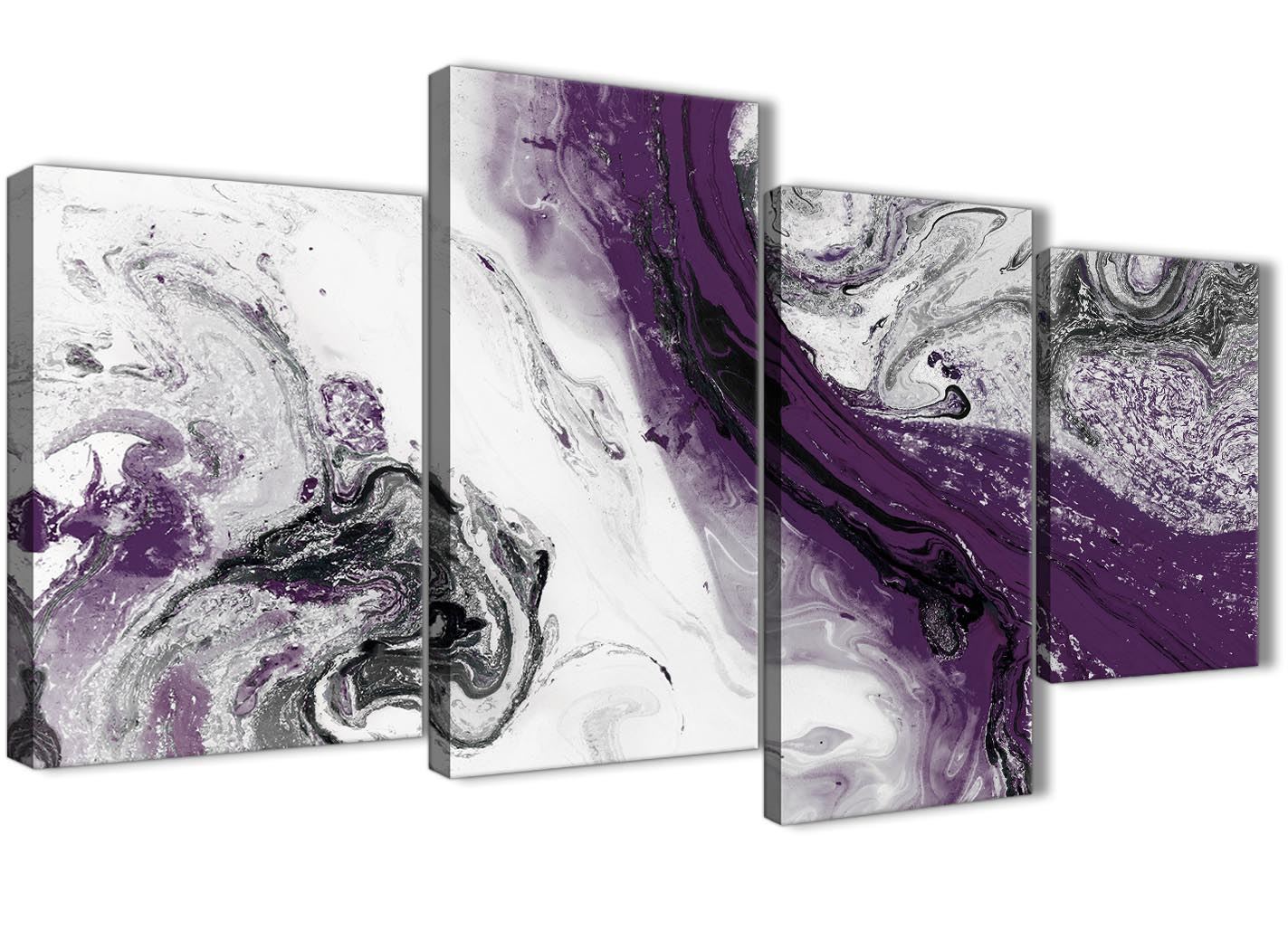 Purple and Grey Swirl Living Room Canvas Wall Art Accessories - Abstract Print - Picture 6 of 25