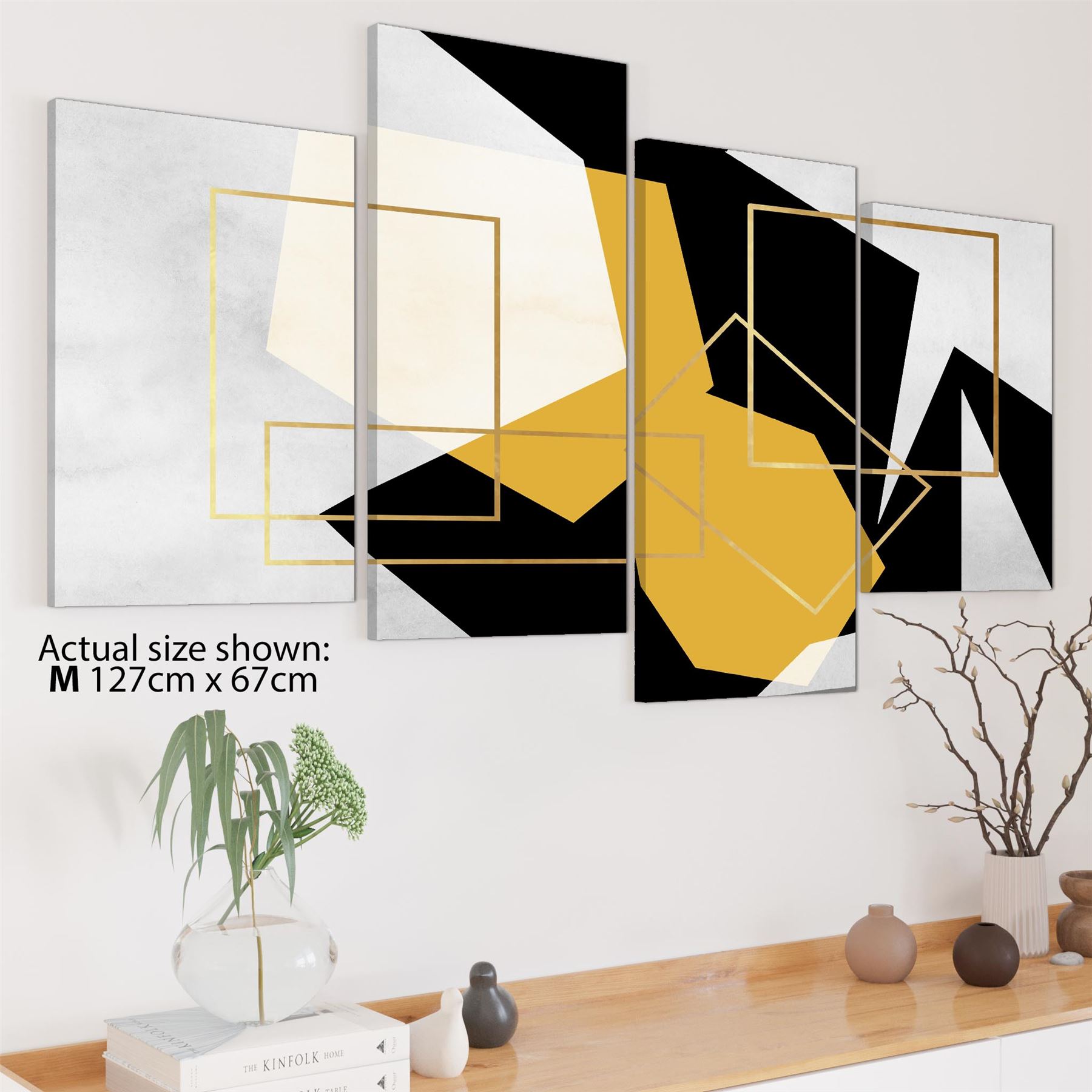 Mustard Yellow Black Geometric Canvas Art Pictures - Picture 44 of 55