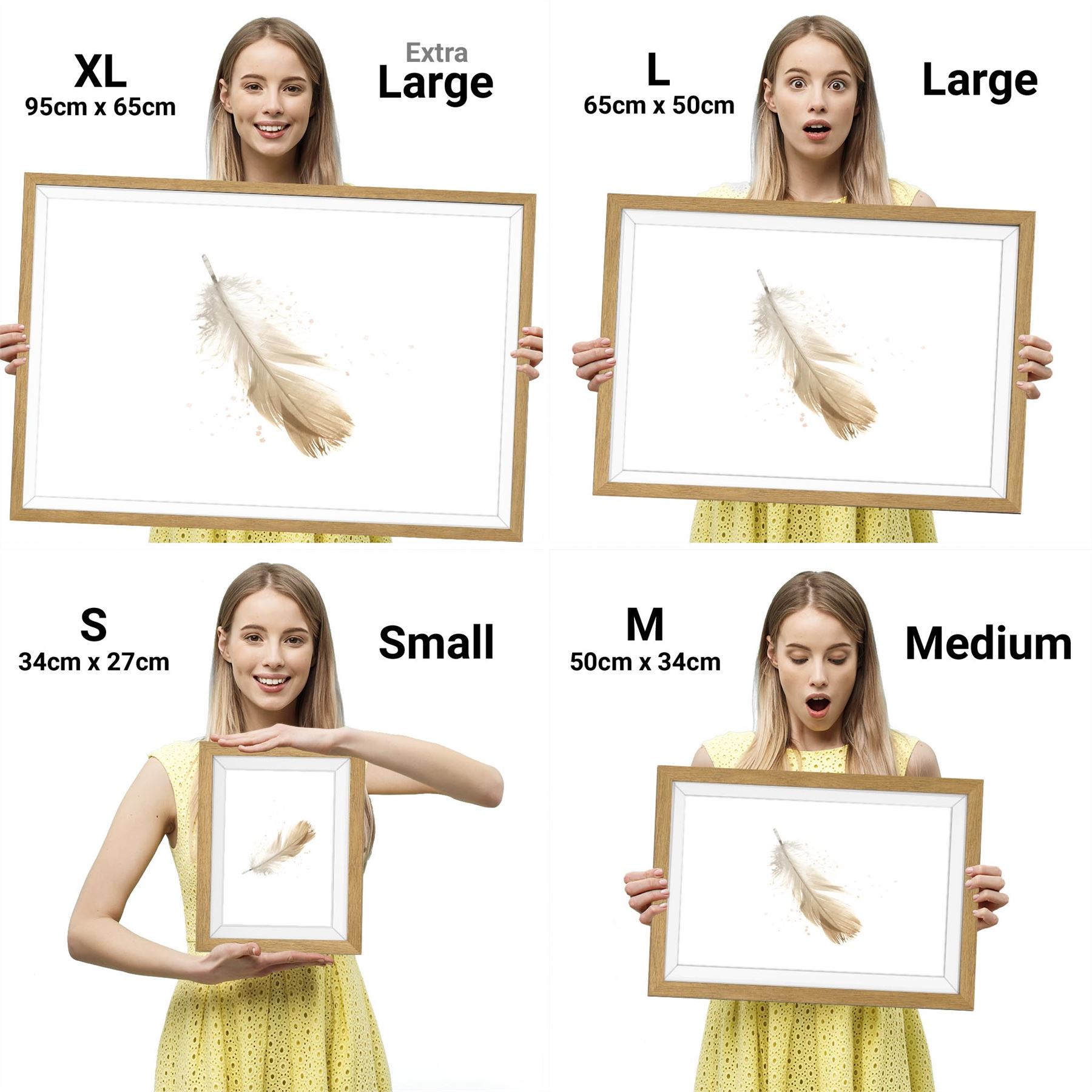 Falling Feather Canvas Wall Art Picture Yellow Klasyczna najnowsza praca