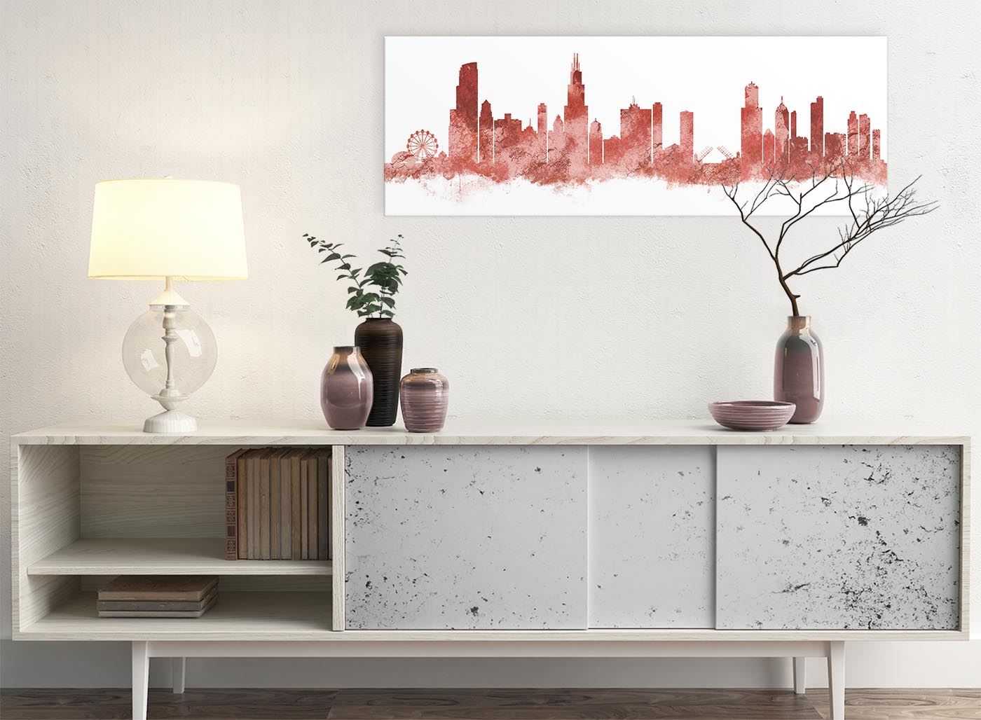 Chicago Skyline Leinwand Wandbild Kunstdruck - 17 Farben verfügbar - 94 cm breit - Bild 27 von 101