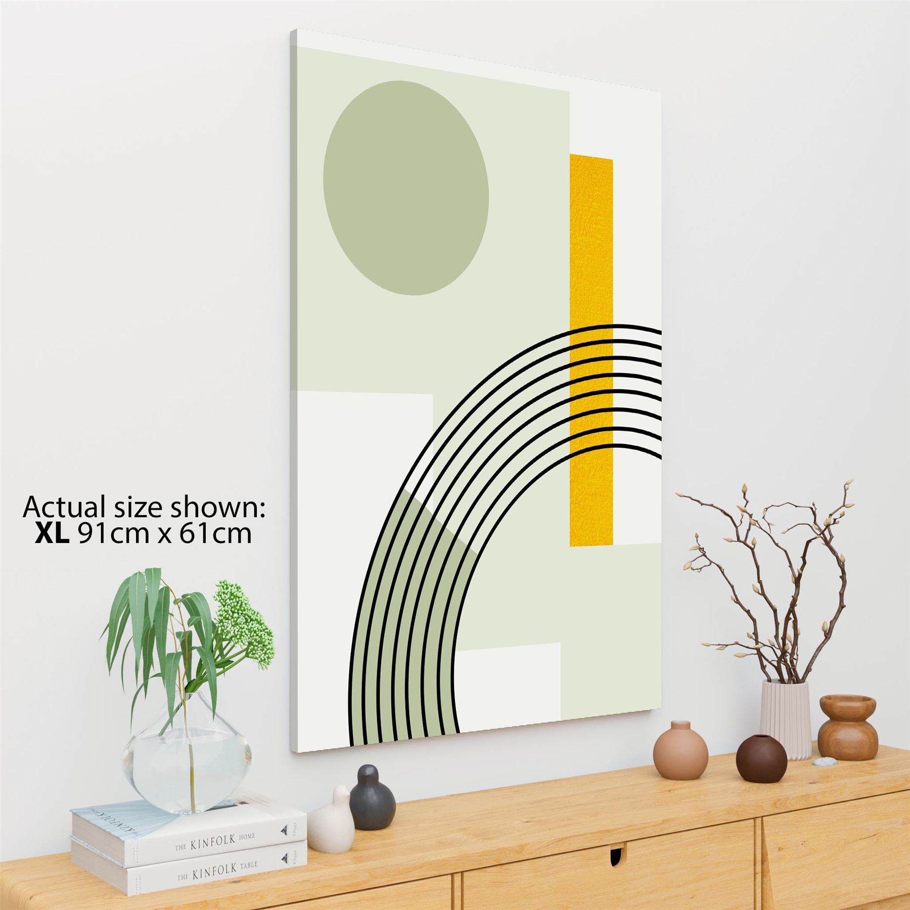 Abstrakter Salbei grün gelb geometrisches Design Leinwand Kunstdrucke - Bild 27 von 56