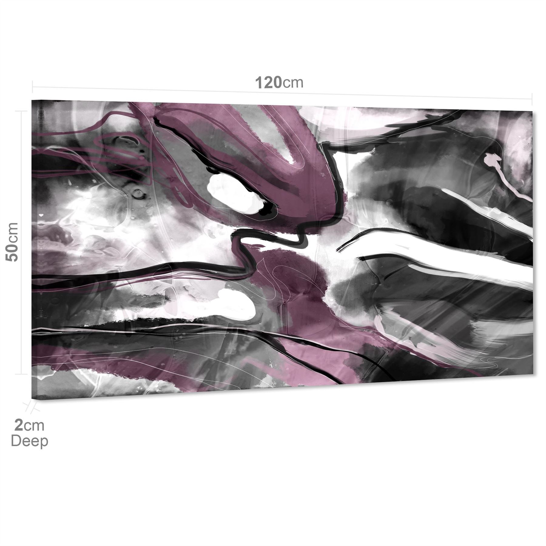Abstract Plum Grey Watercolour Painting Canvas Wall Art Print - Picture 35 of 55