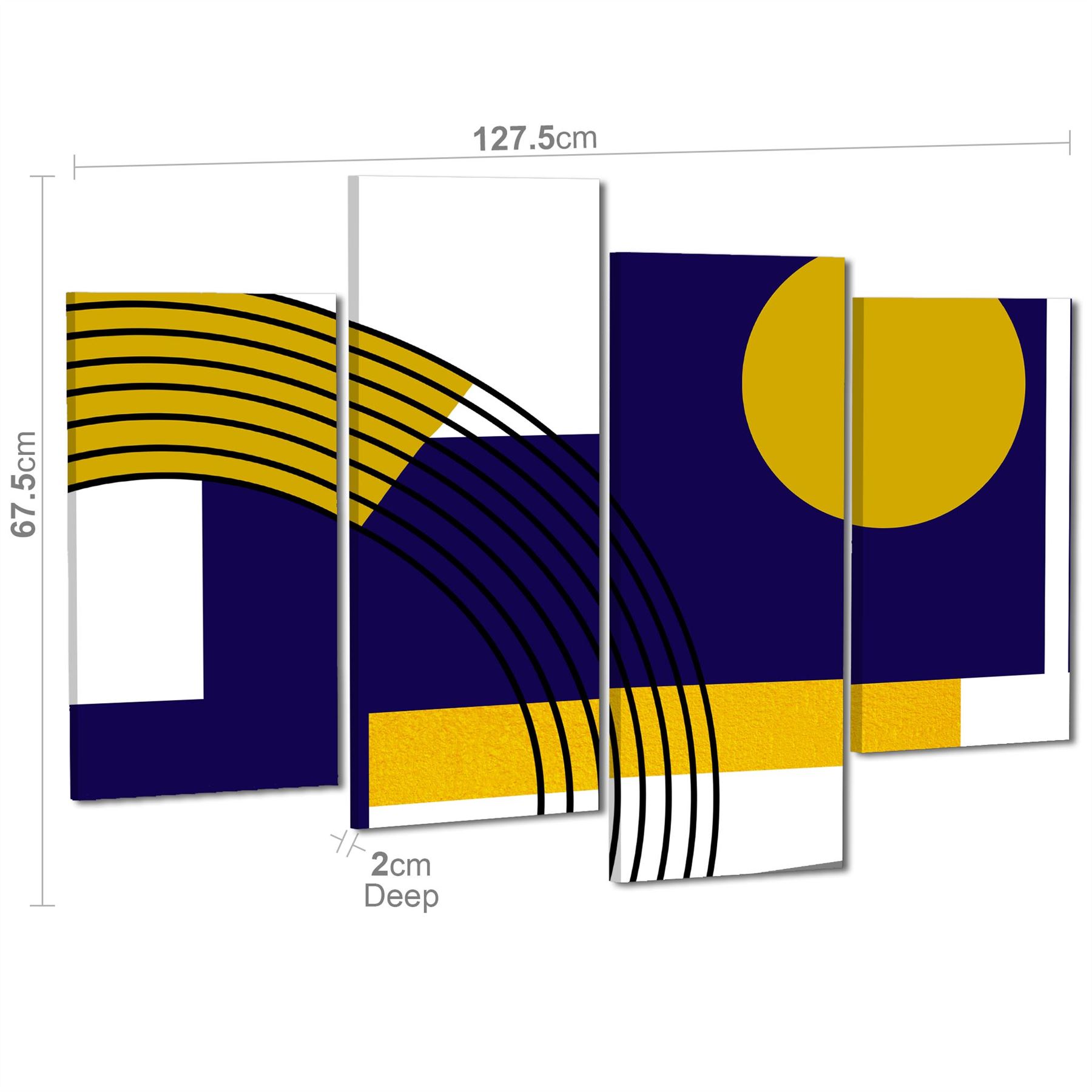Blue Mustard Yellow Geometric Design Canvas Art Prints - Picture 45 of 54