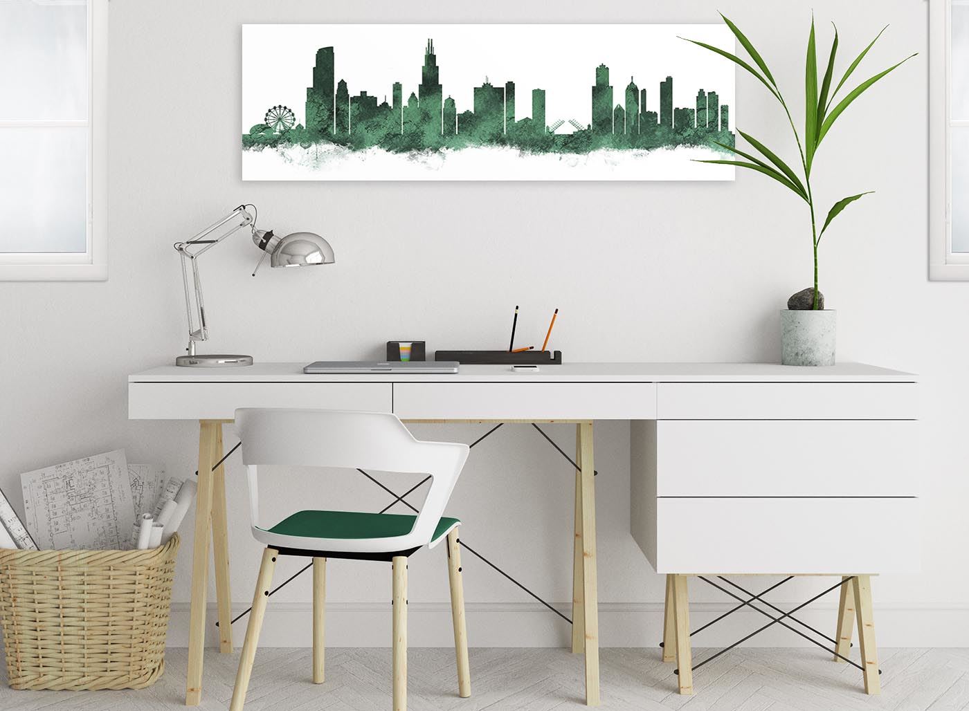 Chicago Skyline Leinwand Wandbild Kunstdruck - 17 Farben verfügbar - 94 cm breit - Bild 40 von 101