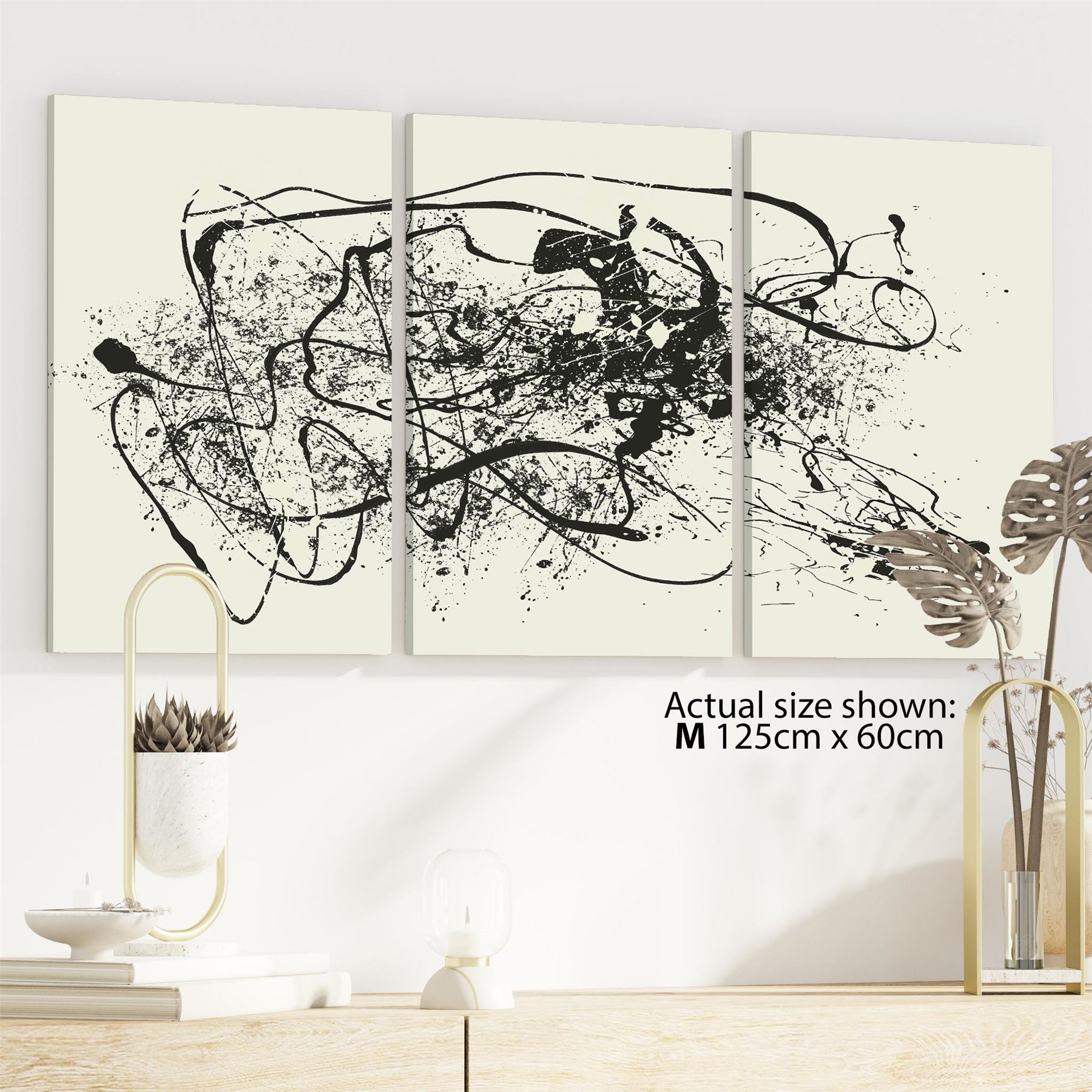 Abstract Black Cream Pollock Inspired Style Framed Art Prints - Picture 39 of 55