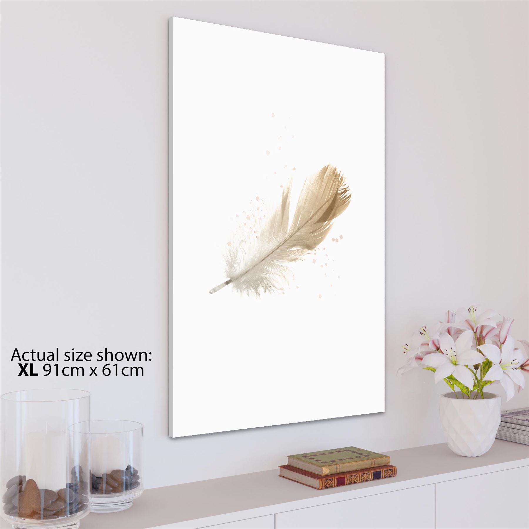 Falling Feather Canvas Wall Art Picture Yellow Klasyczna najnowsza praca