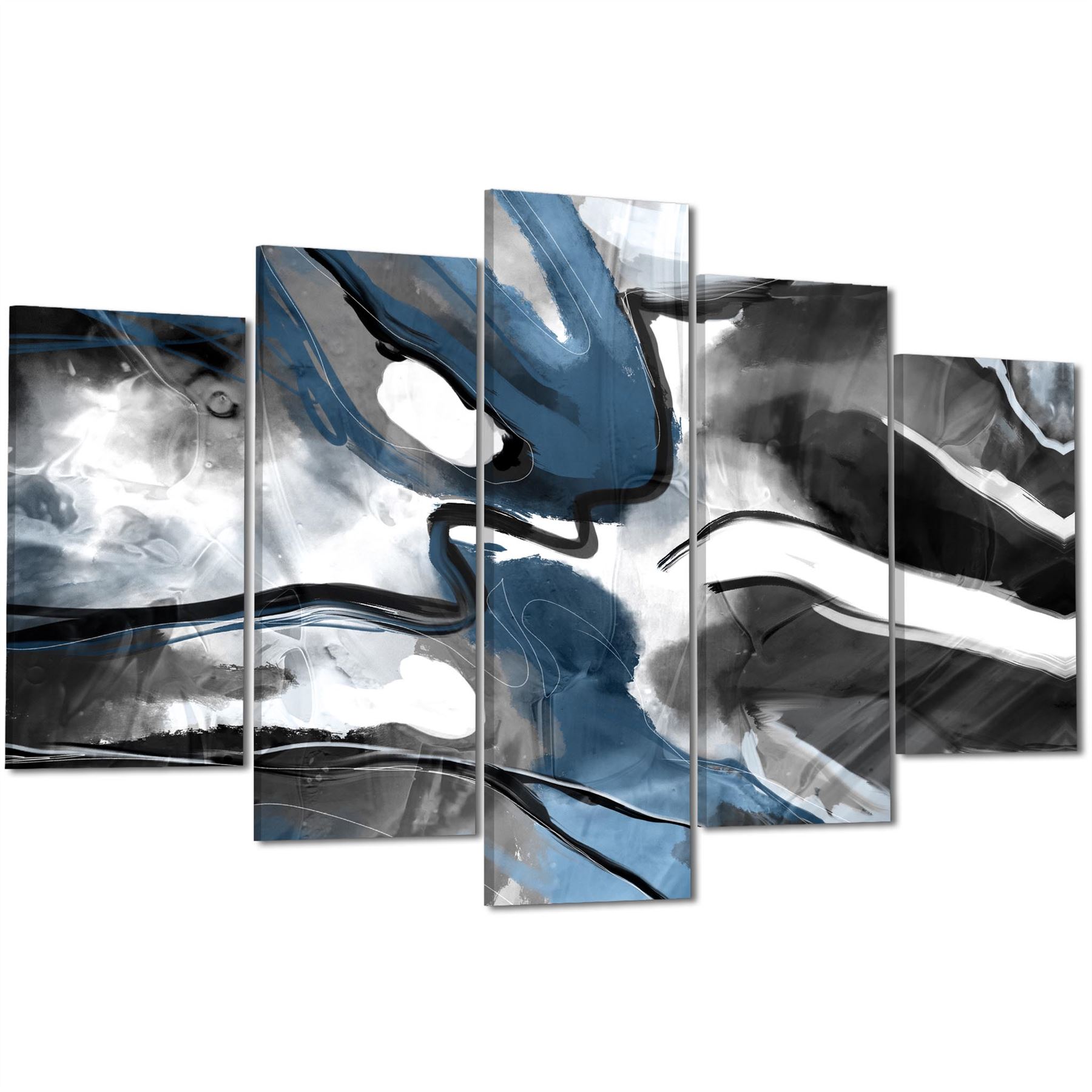 Abstract Turquoise Dark Grey Design Canvas Art Prints - Picture 50 of 56
