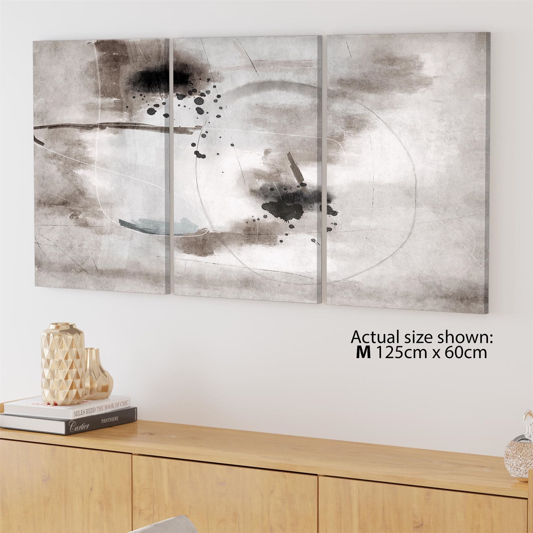 Impresión artística de pared enmarcada gráfica en blanco y negro beige abstracta - Imagen 38 de 55