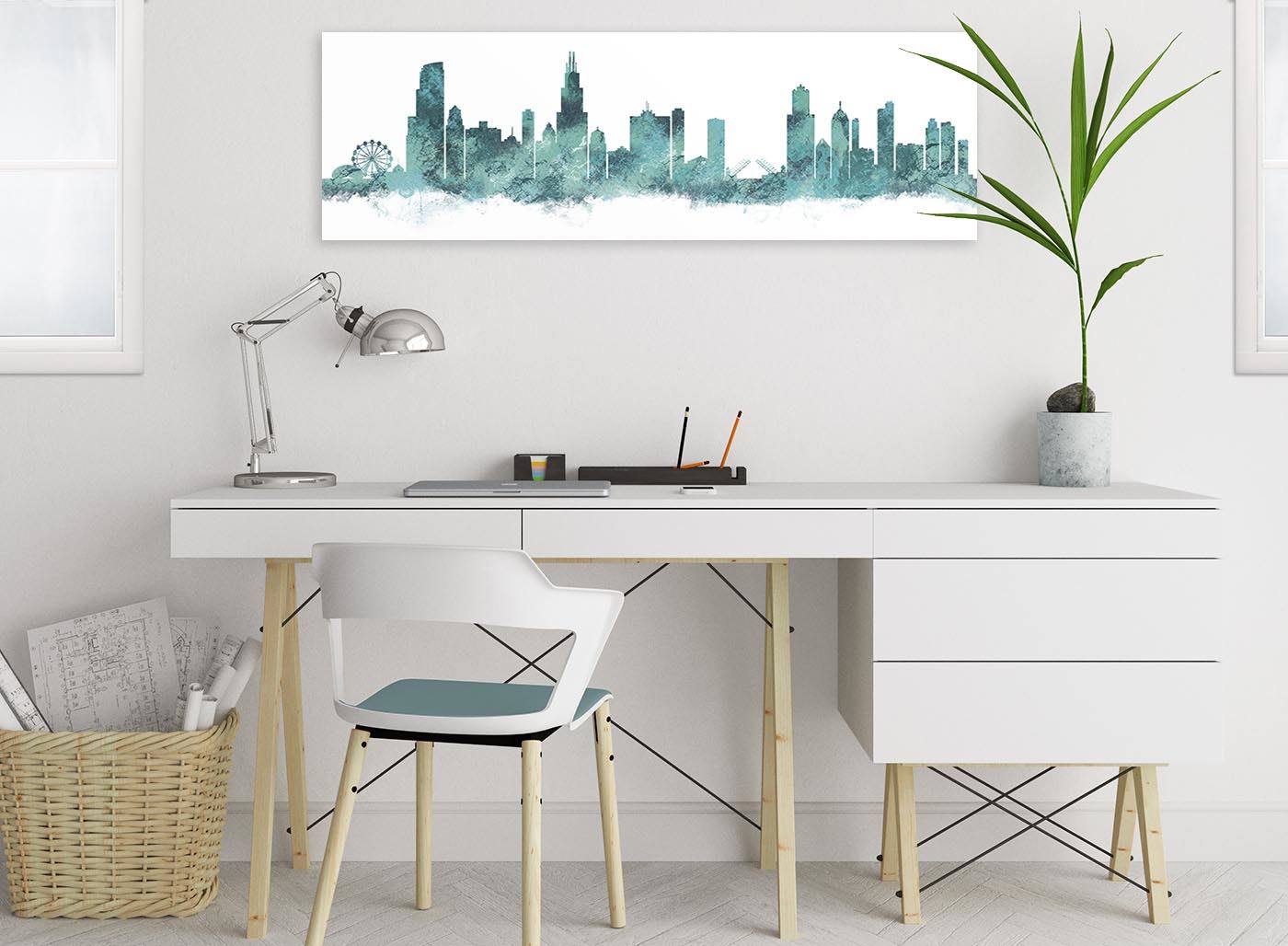 Chicago Skyline Leinwand Wandbild Kunstdruck - 17 Farben verfügbar - 94 cm breit - Bild 100 von 101