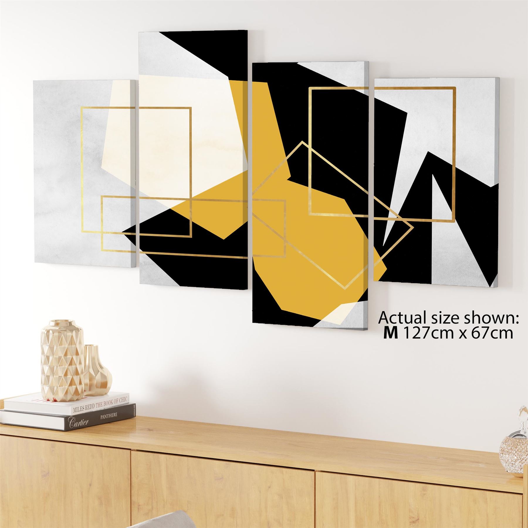 Mustard Yellow Black Geometric Canvas Art Pictures - Picture 45 of 55