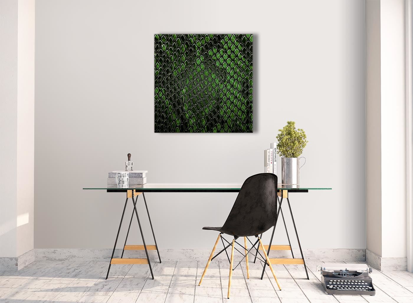 Dark Green Snakeskin Animal Print Living Room Canvas Wall Art - Abstract Print - Picture 26 of 32