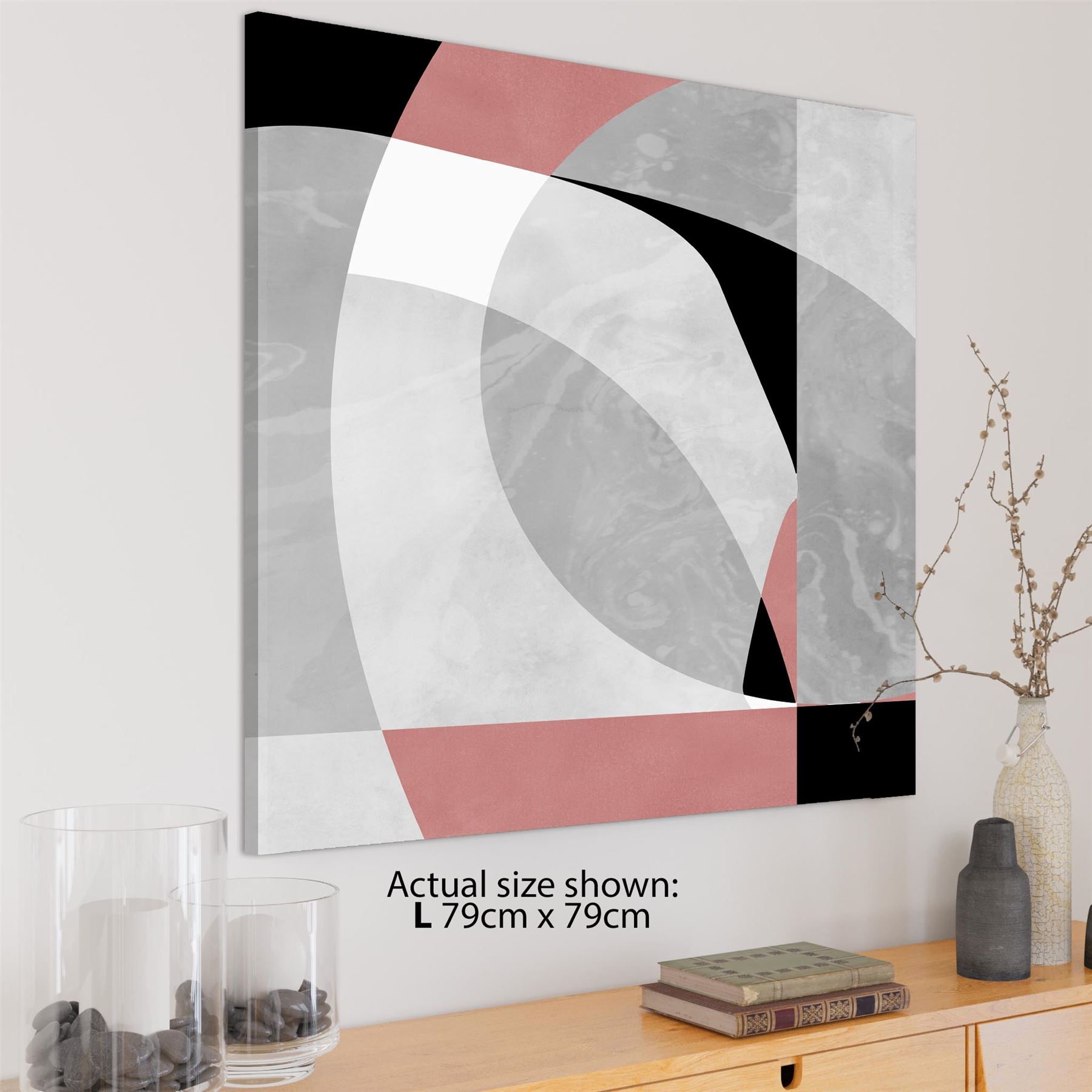 Abstract Pink Grey Watercolour Canvas Wall Art Print - Picture 22 of 55