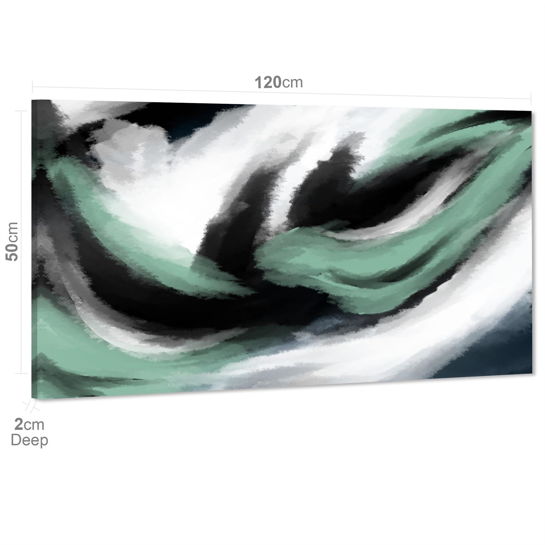 Abstract Green Grey Oil Paint Effect Canvas Wall Art Picture - Picture 35 of 55