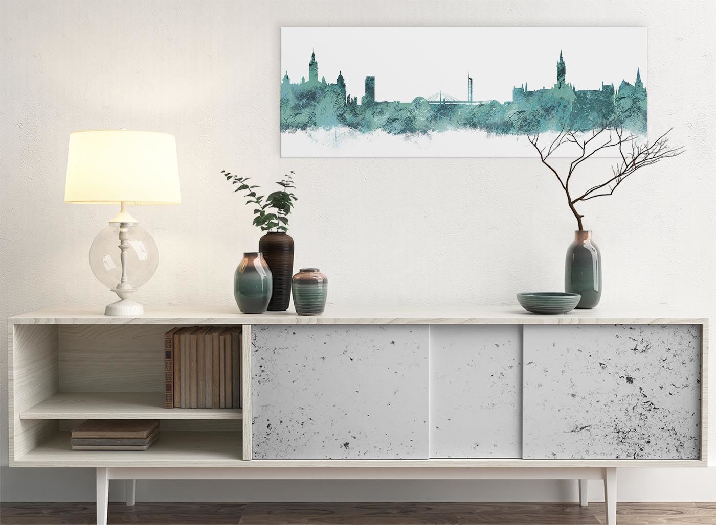 Glasgow Skyline Canvas Wall Art Print - 17 Colours Available - 94cm wide - Picture 85 of 86