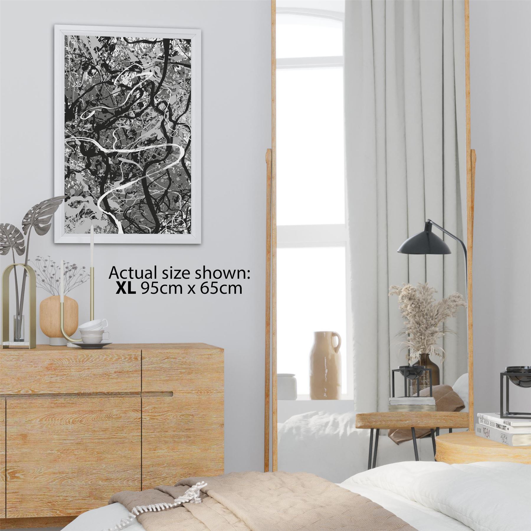 Abstract Black White Artwork Framed Wall Art Picture | eBay