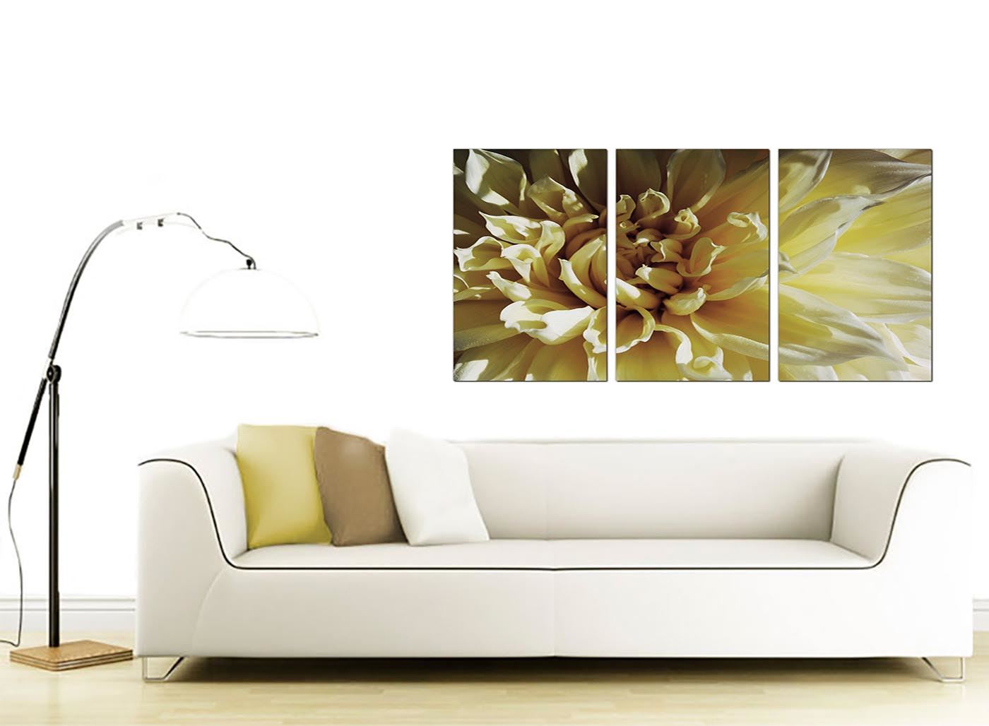 Set of 3 Cream Floral Canvas Prints Pictures Living Room Wall Art 3104 5060327322983 eBay