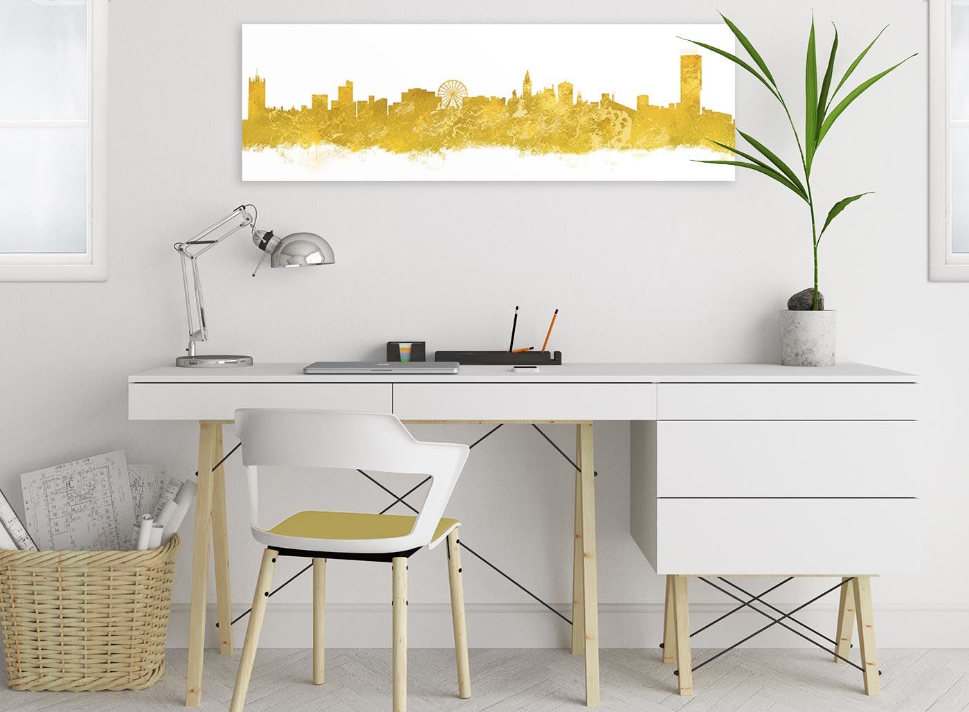 94cm wide Manchester Skyline Canvas Wall Art Print 17 Colours Available