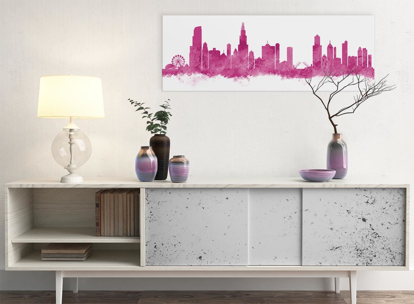 Chicago Skyline Leinwand Wandbild Kunstdruck - 17 Farben verfügbar - 94 cm breit - Bild 51 von 101