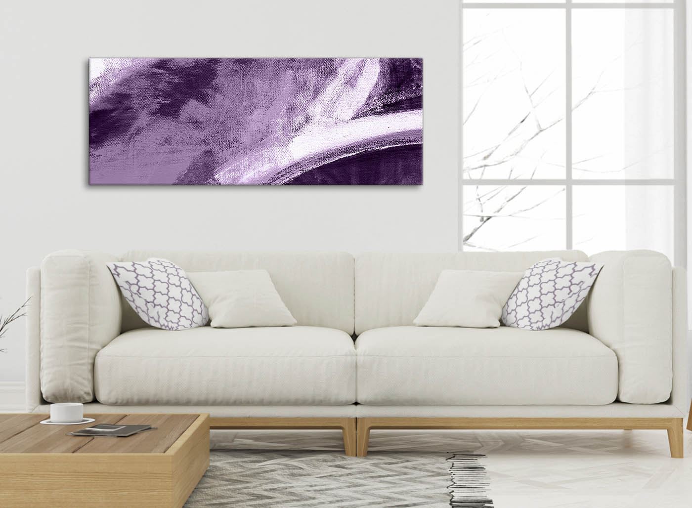 Aubergine Plum and White - Abstract Canvas Wall Art Painting - Picture 3 of 32