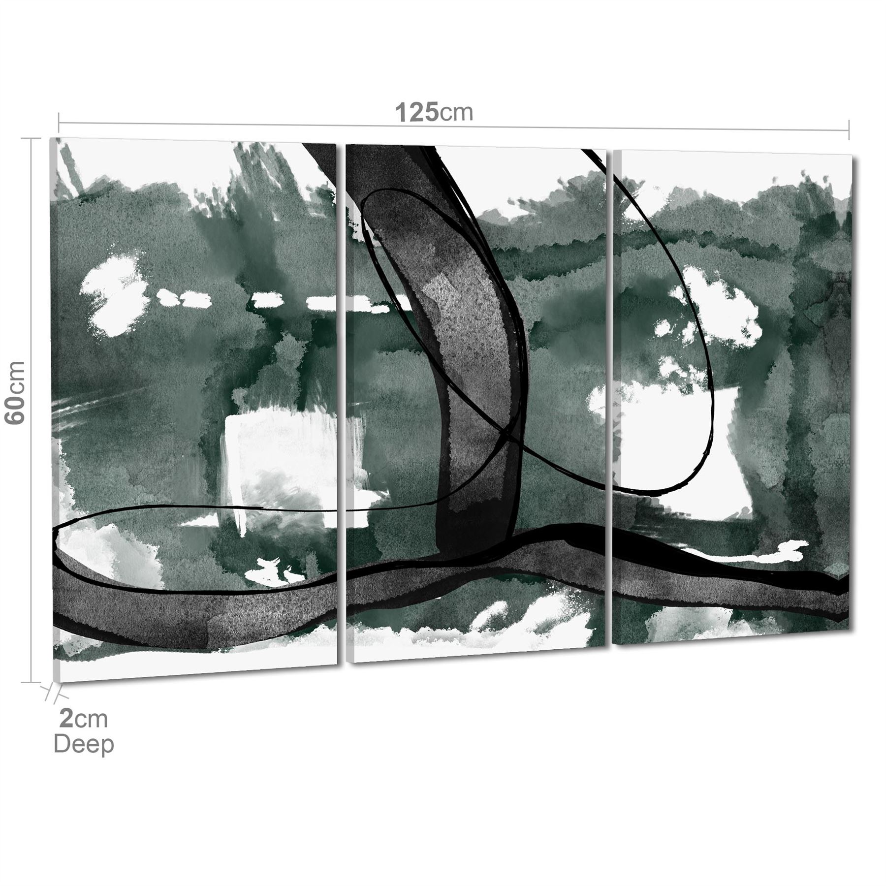 Abstract Green Black Design Canvas Wall Art Picture - Picture 40 of 55