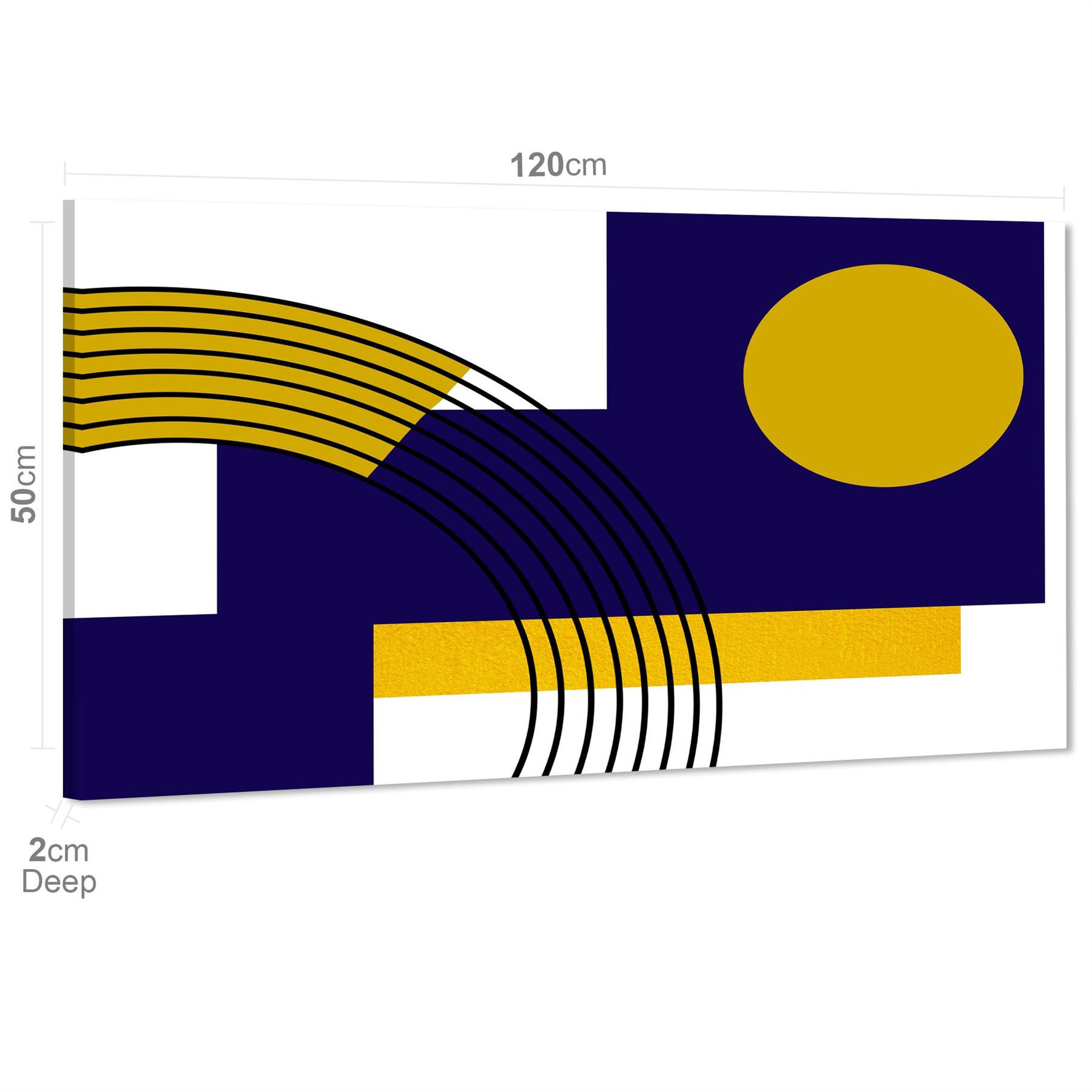 Blue Mustard Yellow Geometric Design Canvas Art Prints - Picture 34 of 54