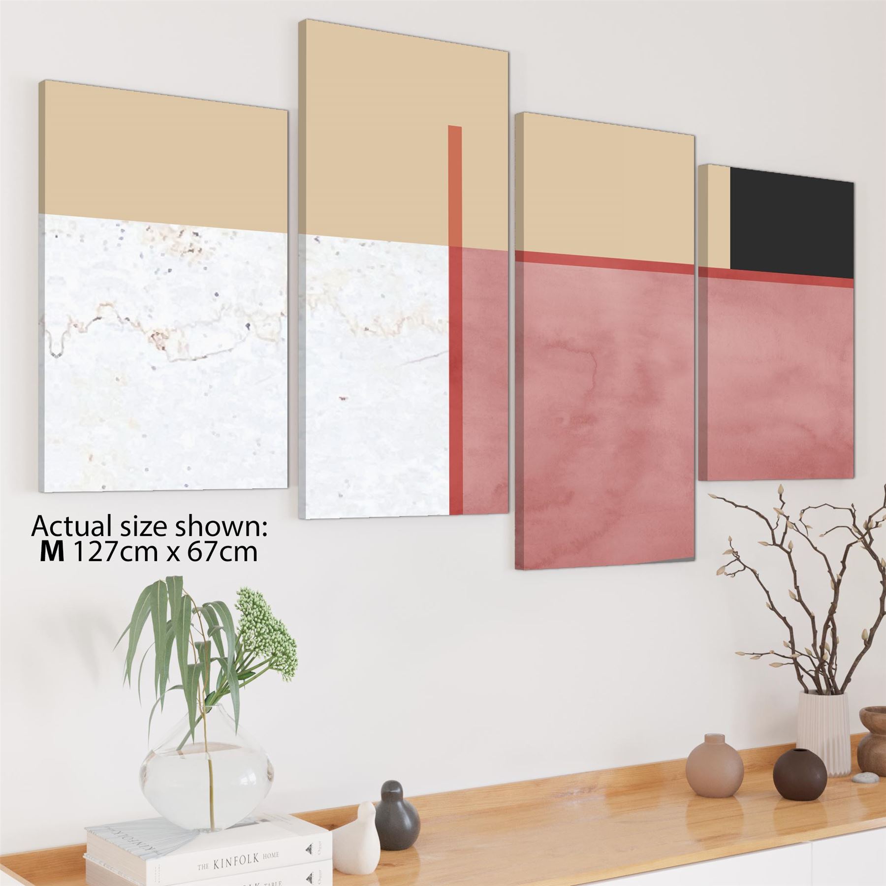Abstract Blush Pink Black Watercolour Canvas Art Prints - Picture 44 of 55