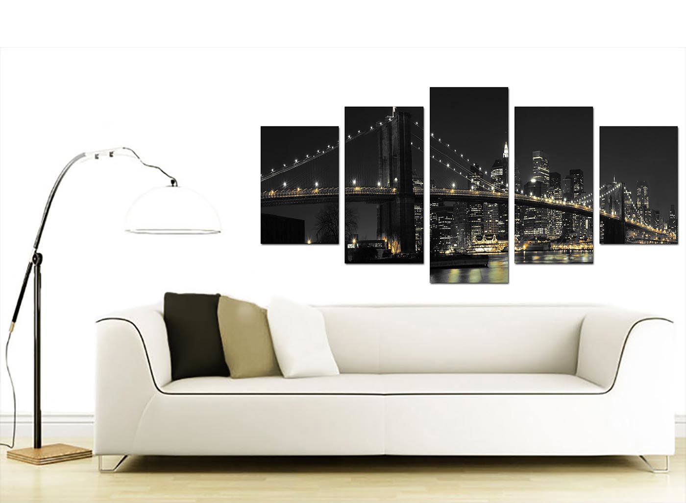 Set of 5 Panel New York Canvas Wall Art Pictures Bridges Cities 5075