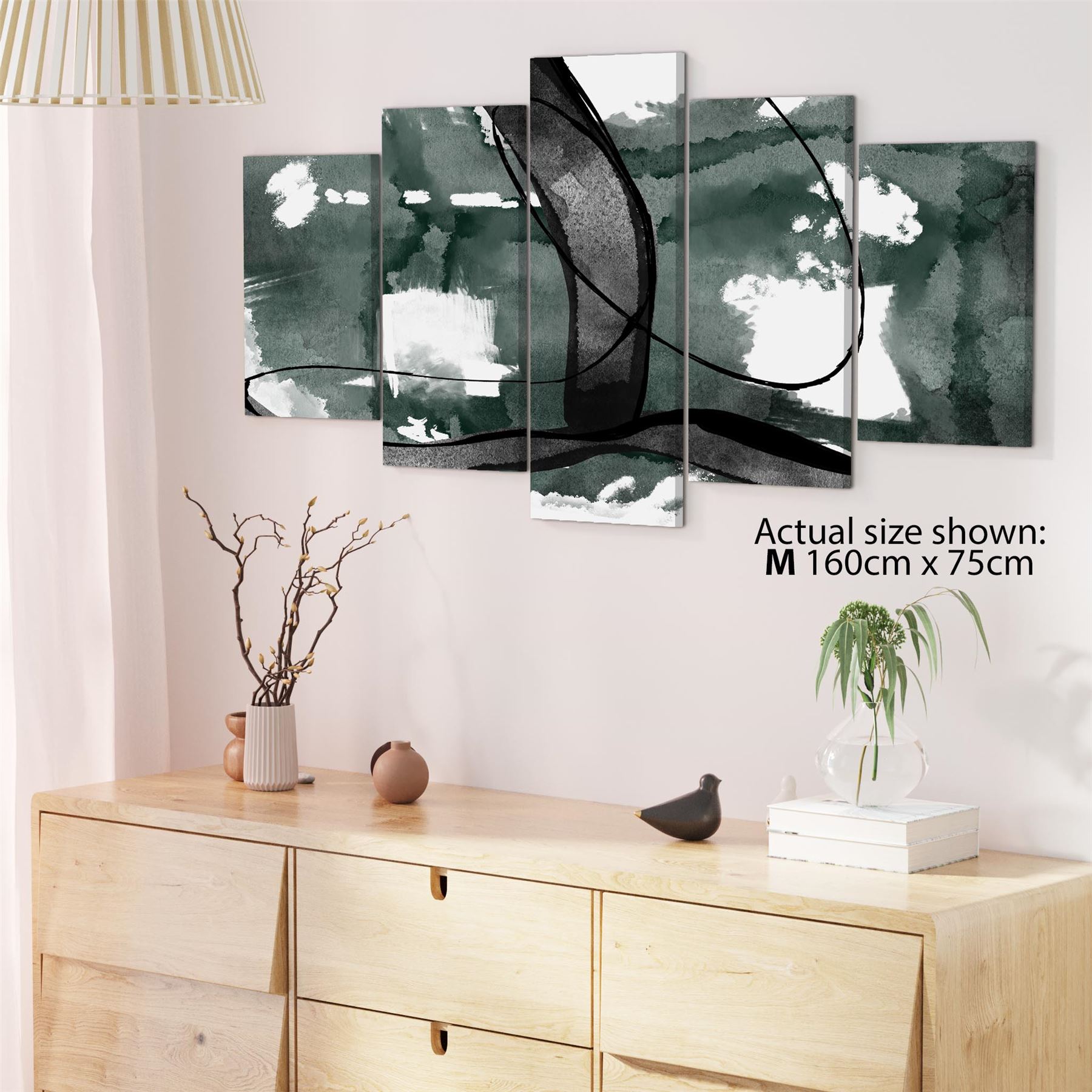 Abstract Green Black Design Canvas Wall Art Picture - Picture 52 of 55