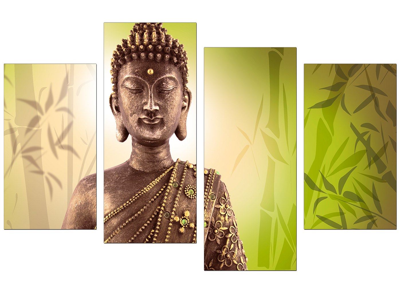 Large Buddha Canvas Pictures Wall Art Prints Lime Green 130cm XL 4100