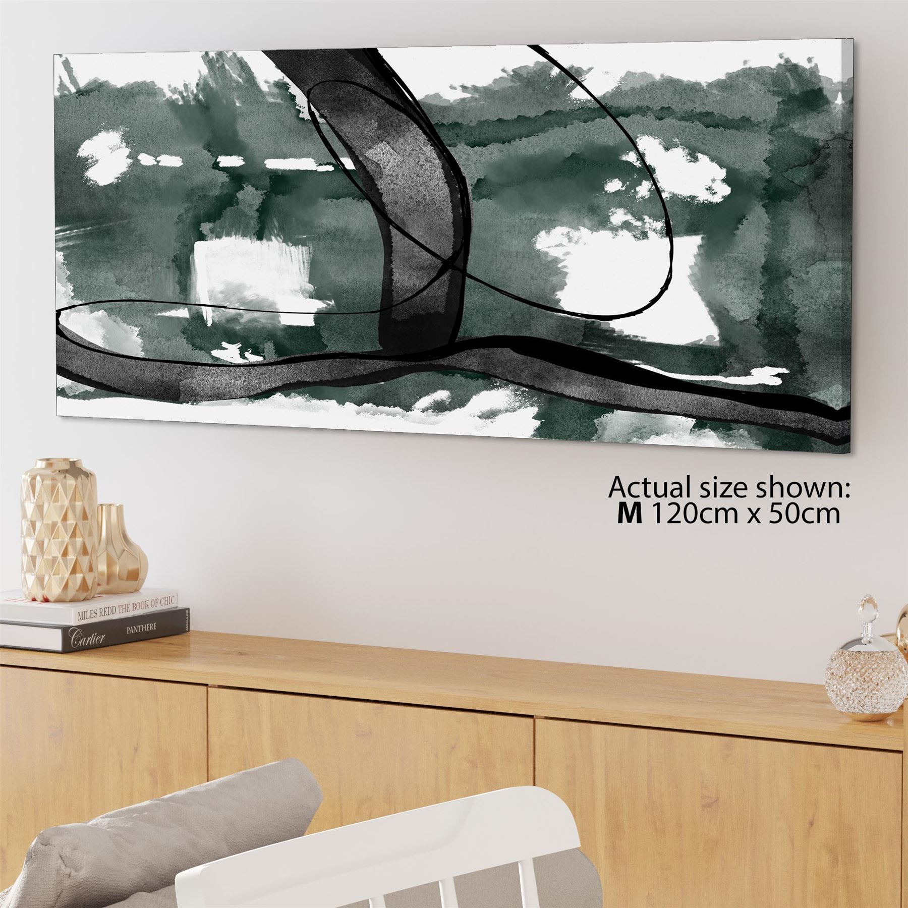Abstract Green Black Design Canvas Wall Art Picture - Picture 33 of 55