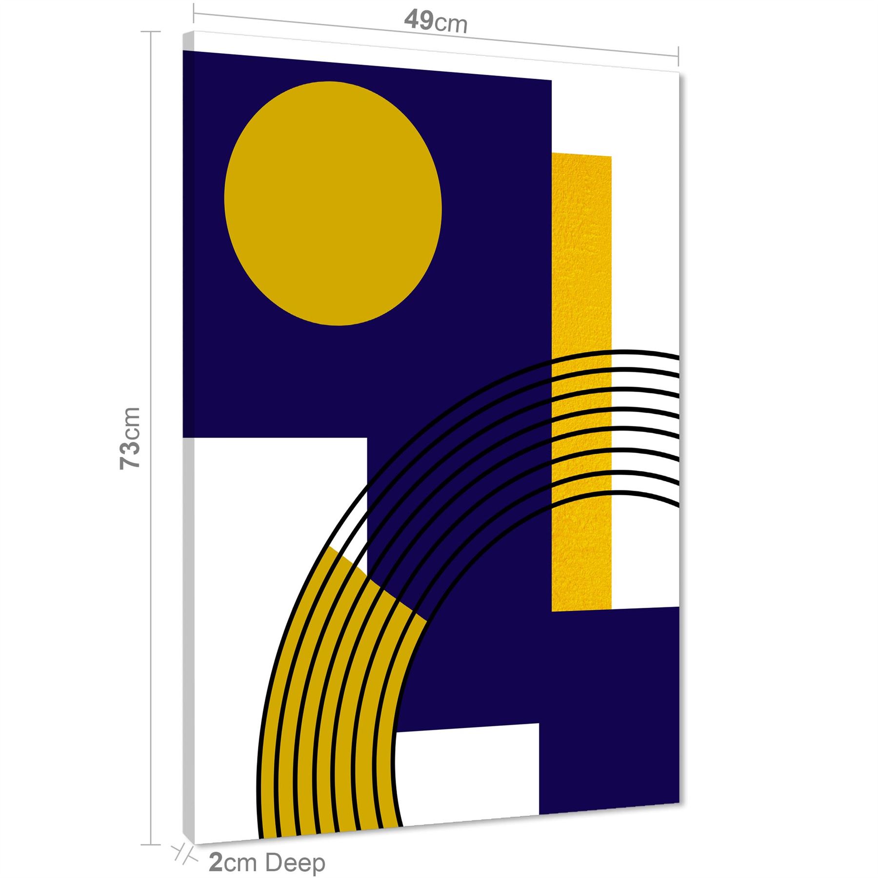 Blue Mustard Yellow Geometric Design Canvas Art Prints - Picture 17 of 54