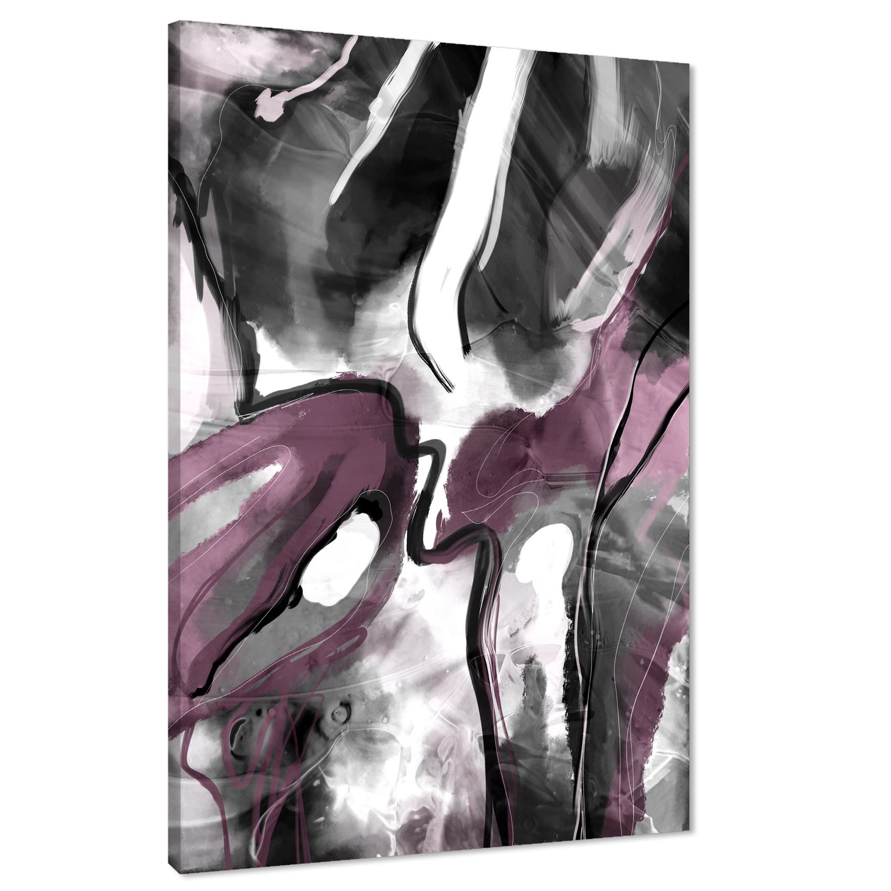 Abstract Plum Grey Watercolour Painting Canvas Wall Art Print - Picture 14 of 55