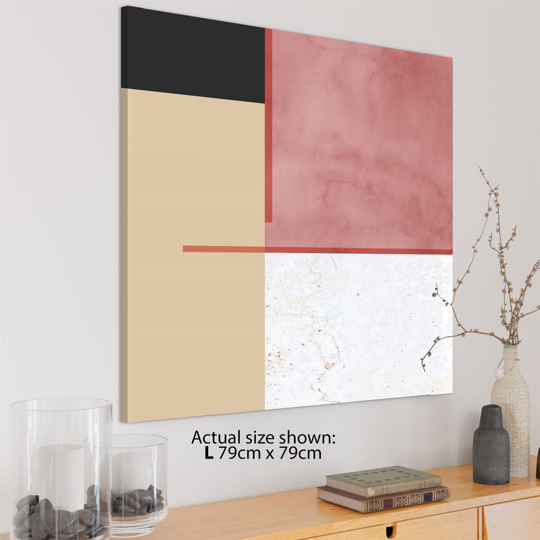 Abstract Blush Pink Black Watercolour Canvas Art Prints - Picture 4 of 55