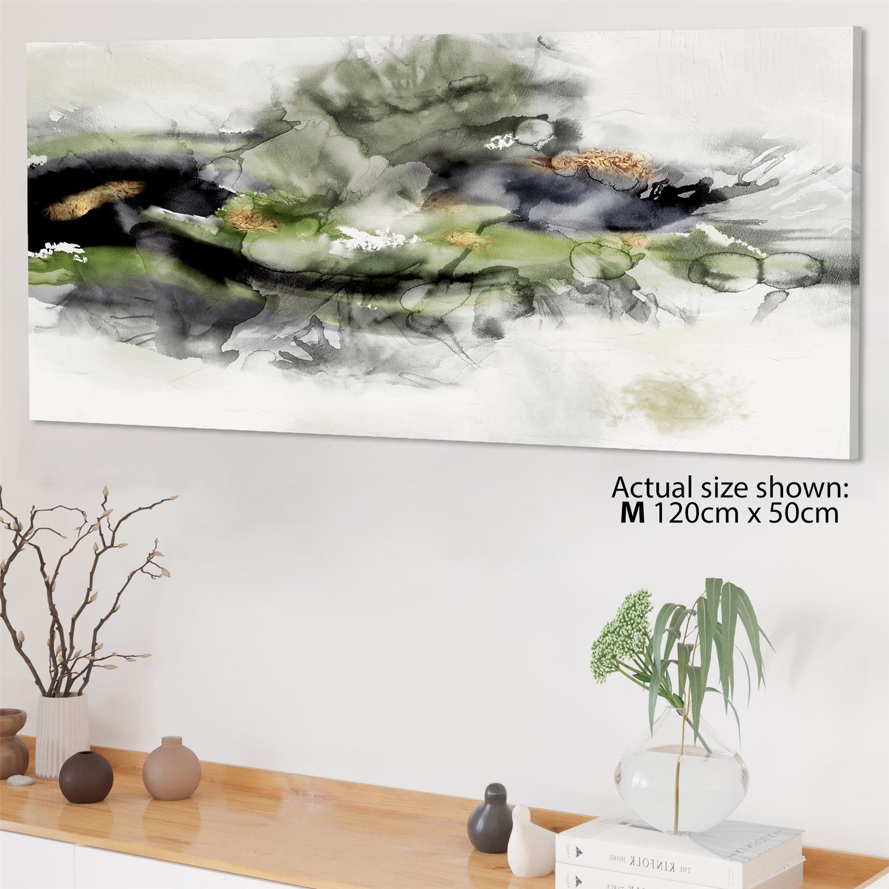 Abstract Lime Green Grey Watercolour Canvas Art Pictures - Picture 32 of 54