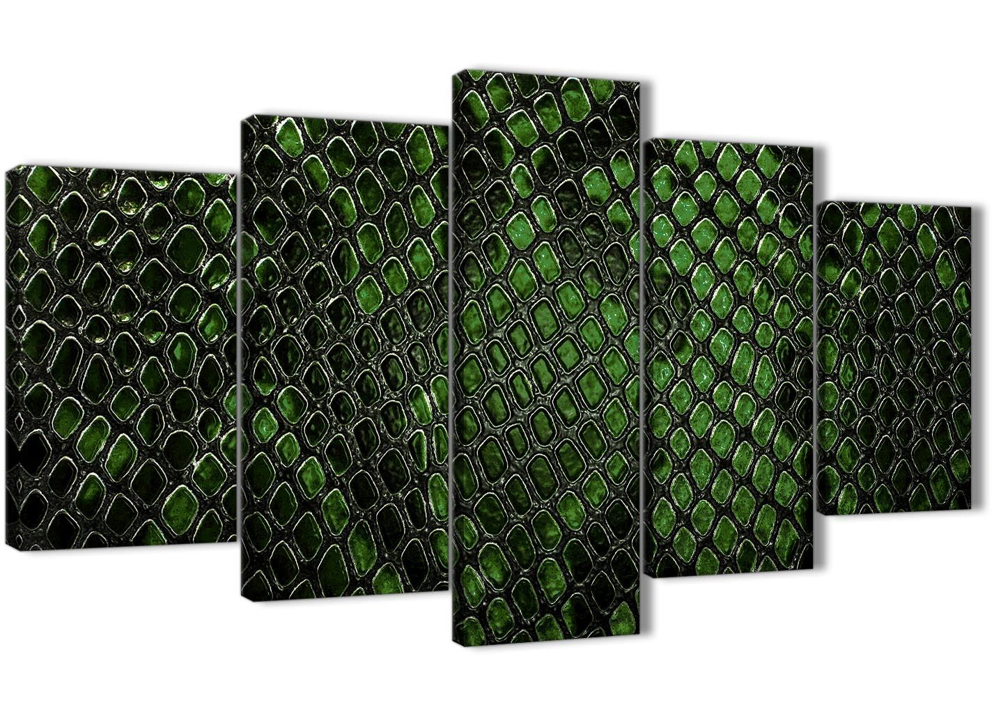 Dark Green Snakeskin Animal Print Living Room Canvas Wall Art - Abstract Print - Picture 16 of 32