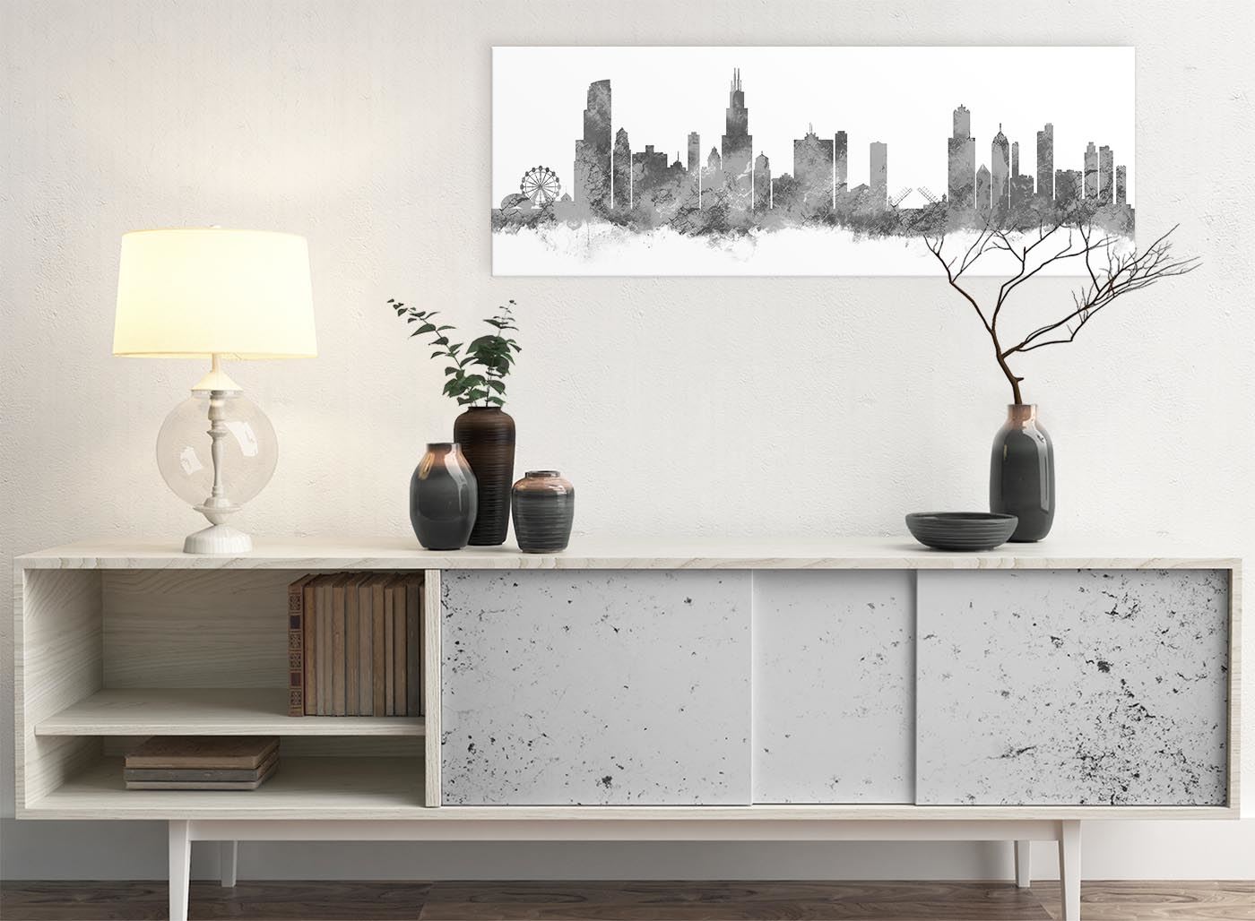 Chicago Skyline Leinwand Wandbild Kunstdruck - 17 Farben verfügbar - 94 cm breit - Bild 45 von 101