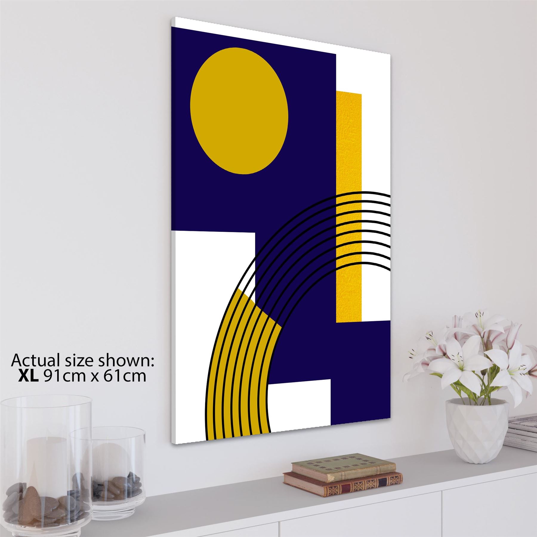 Blue Mustard Yellow Geometric Design Canvas Art Prints - Picture 16 of 54