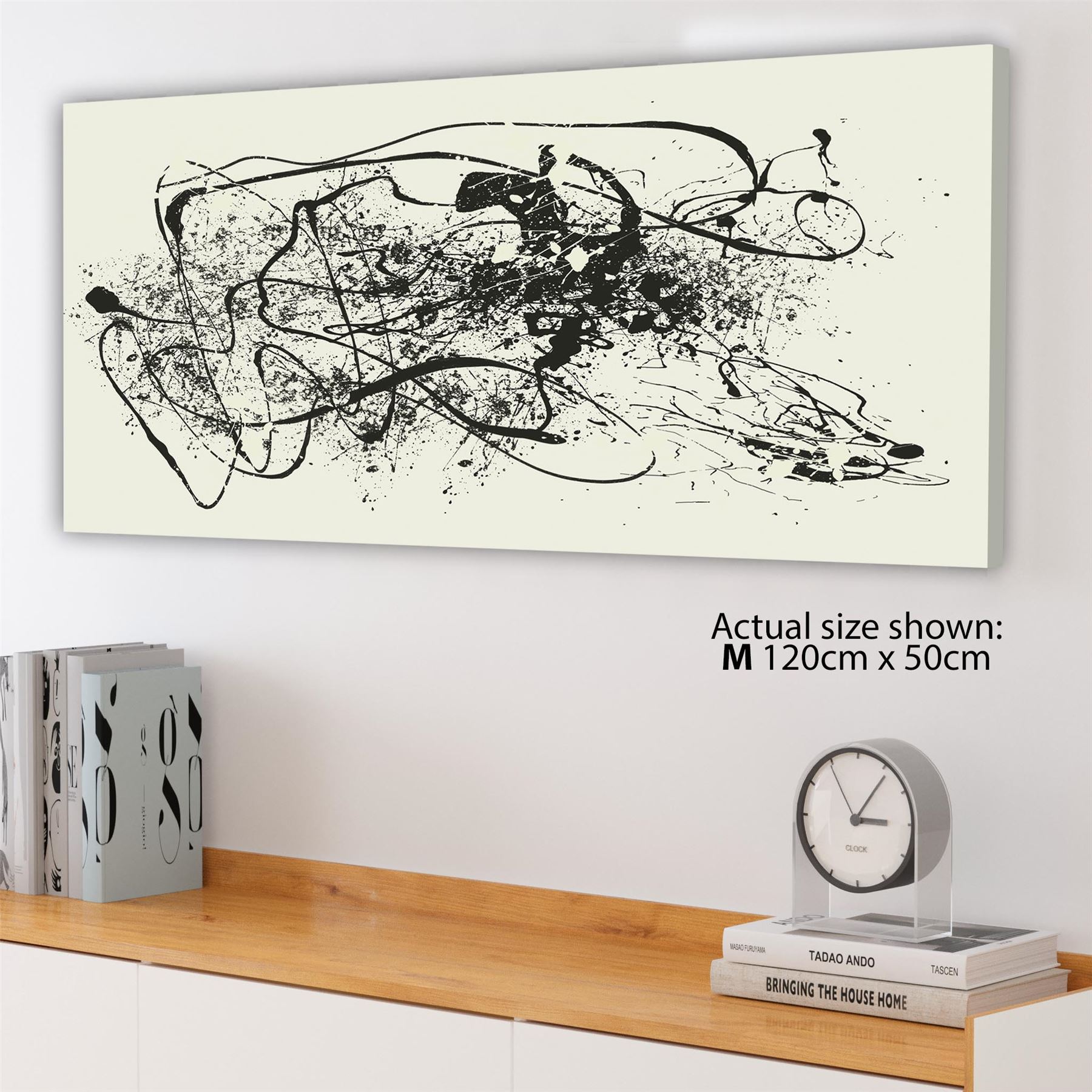 Abstract Black Cream Pollock Inspired Style Framed Art Prints - Picture 34 of 55