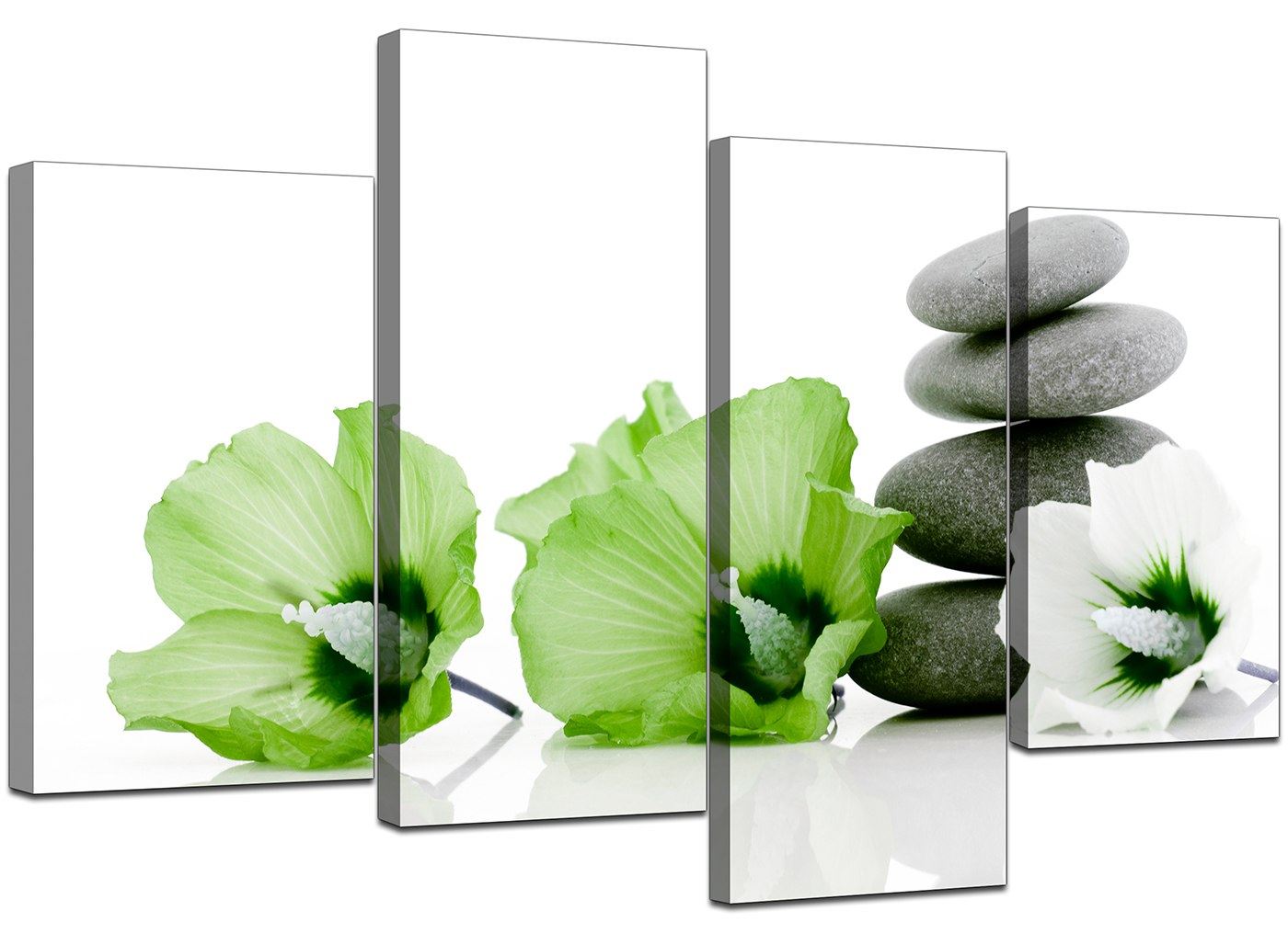 Lime Green Flower Floral Canvas Wall Art Pictures 130cm Prints XL 4070