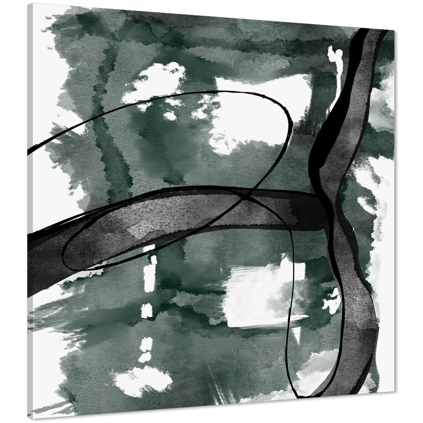 Abstract Green Black Design Canvas Wall Art Picture - Picture 20 of 55