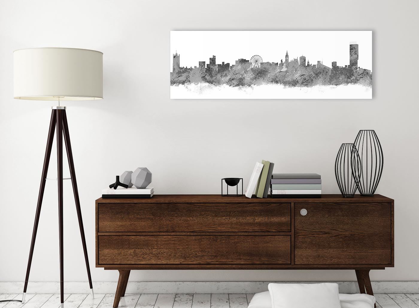 94cm wide Manchester Skyline Canvas Wall Art Print 17 Colours Available