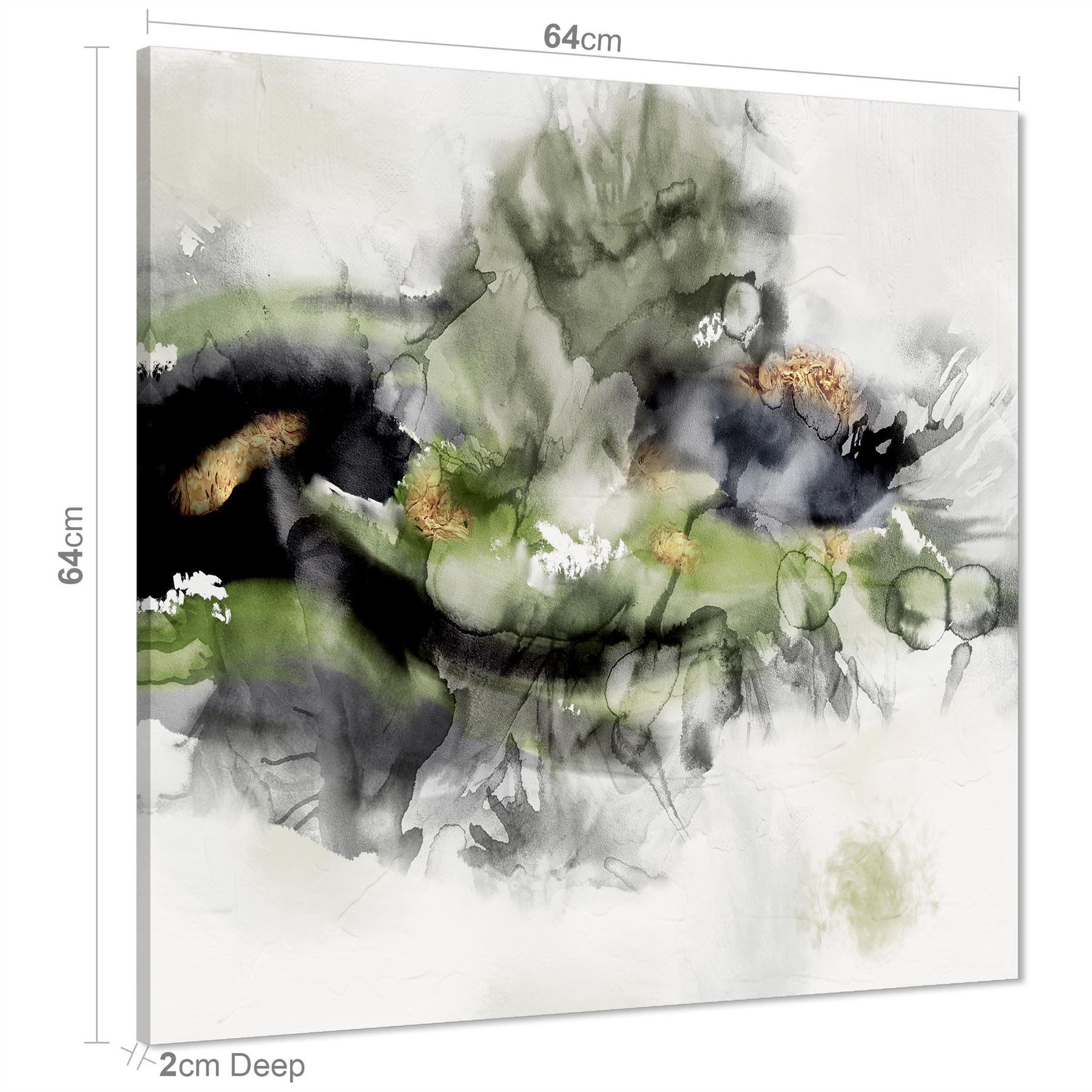 Abstract Lime Green Grey Watercolour Canvas Art Pictures - Picture 11 of 54