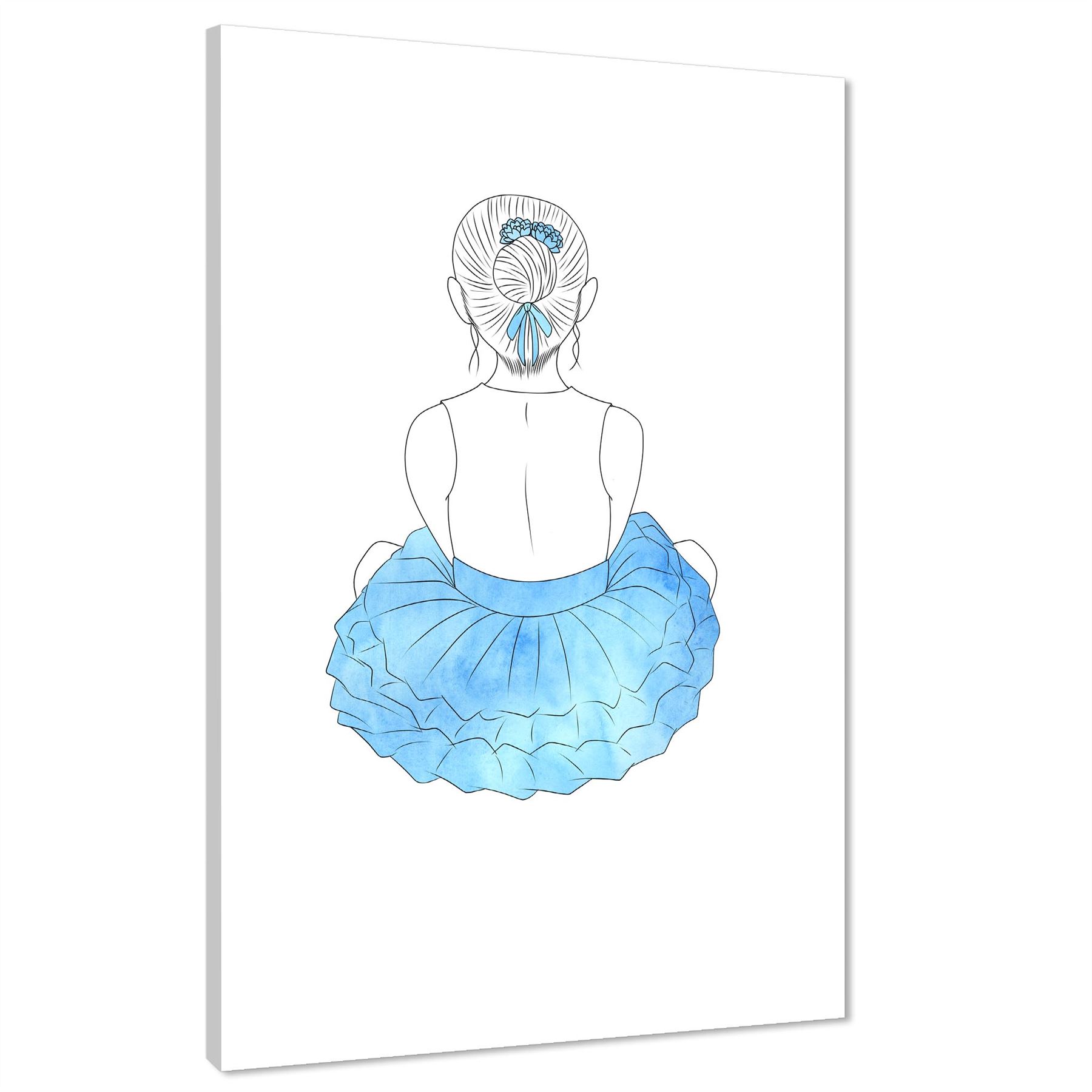 Blue Figurative Ballerina Canvas Wall Art Print - Picture 2 of 13